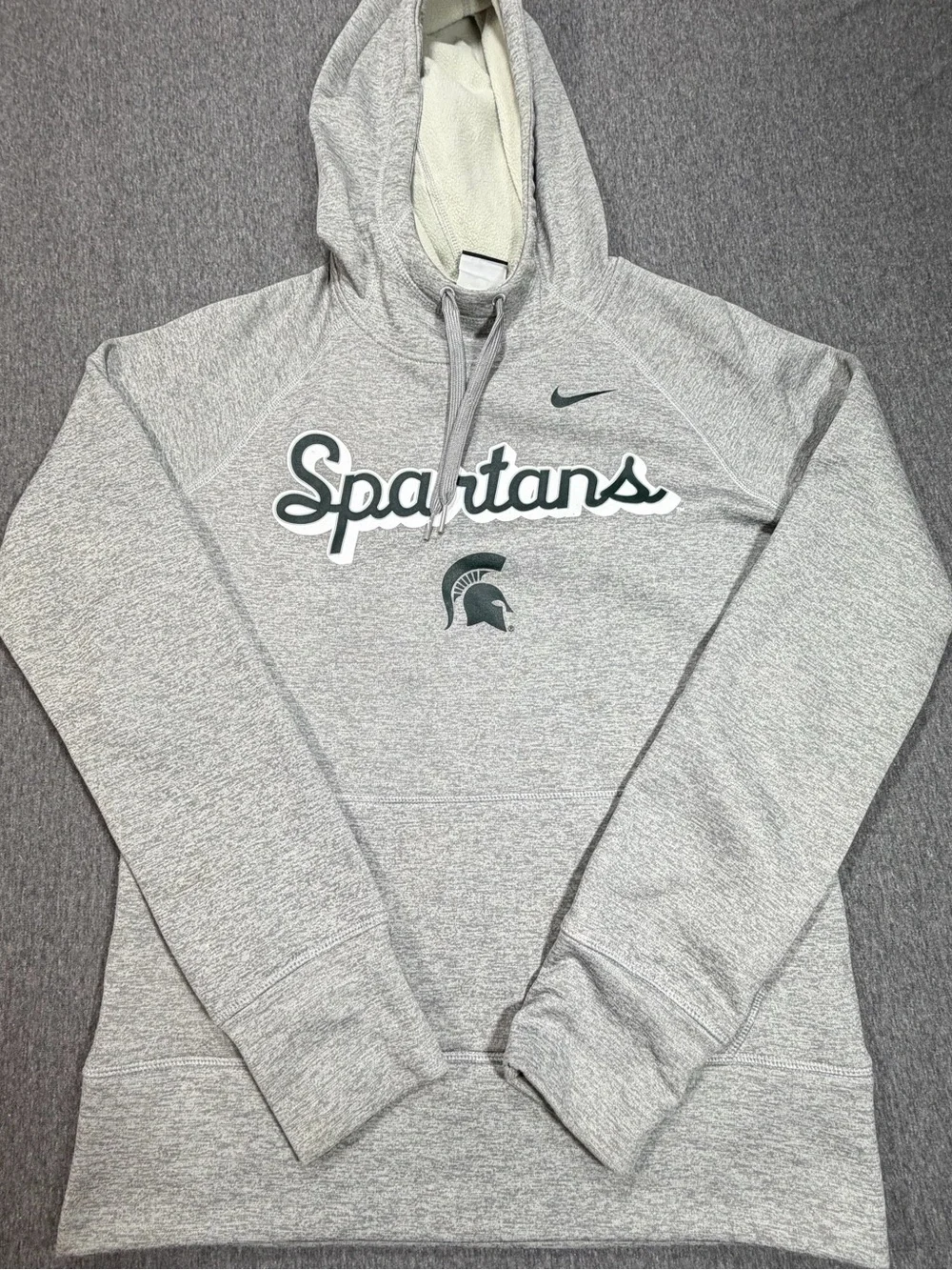Nike Michigan State Spartans Therma Fit Hoodie Womens Small Heather Gray